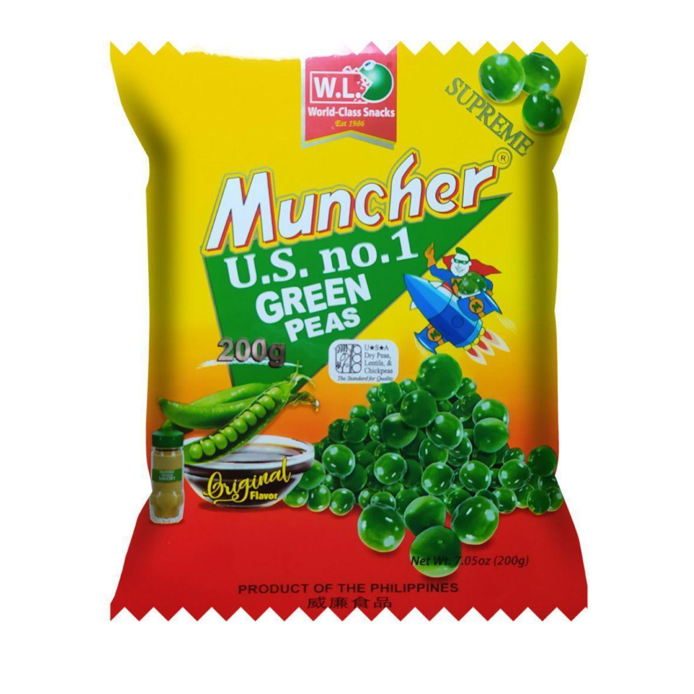 Muncher Green Peas (Original Flavor) 200g - W.L. Foods